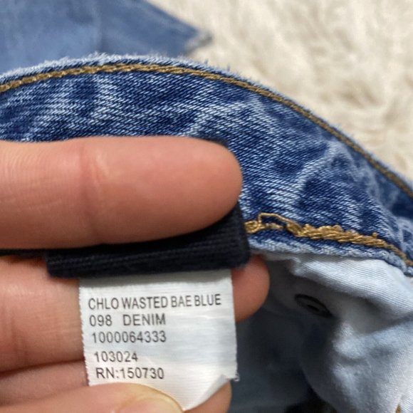 KSubi Blue Women’s Jeans Size 30” X 27 Raw Hem Chlo wasted Bae Blue high Waist - Picture 11 of 16